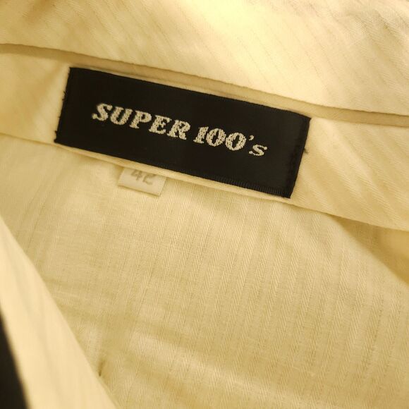 Hart Schaffner Marx Mens 42x28 Black Super 100's Wool Pleated Cuffed Dress Pants - Picture 4 of 7